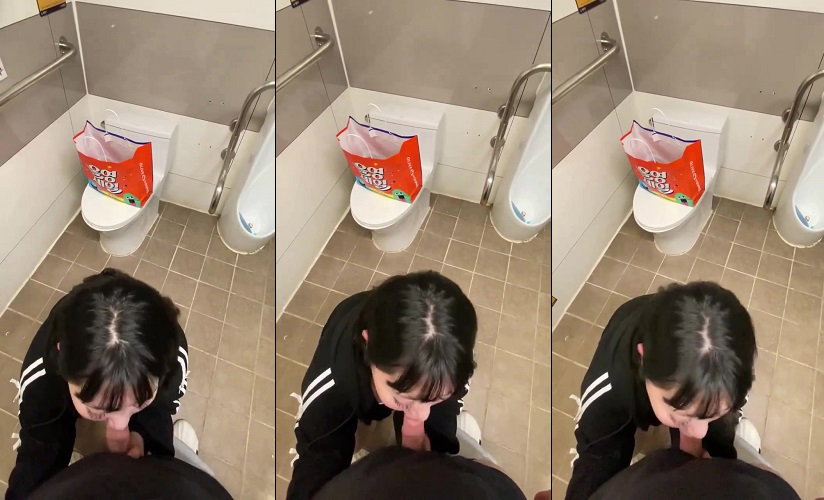 Lén lút trong nhà vệ sinh nam siêu thị em mút chùn chụt như chết đói
